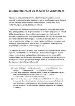 Le Carré Rotas Et Les Chèvres De Samothrace