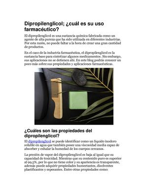 Dipropilenglicol; ¿cuál Es Su Uso Farmacéutico