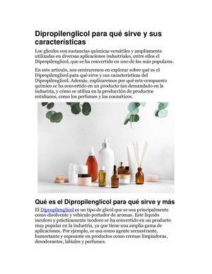 Dipropilenglicol Para Qué Sirve Y Sus Características
