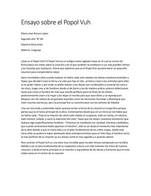 Ensayo Sobre El Popol Vuh