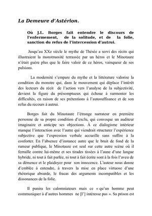 Analyse de "La Demeure d'Astérion." de J.L. Borges