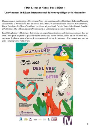 Des Livres Et Nous 2023 Animaux livres