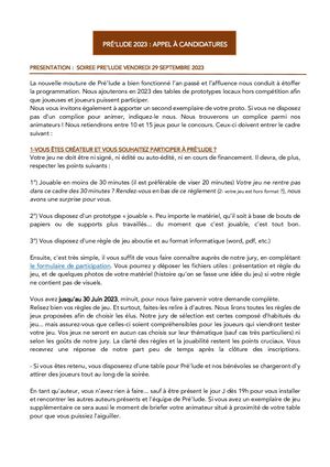 Soirée Pré'lude 2023 : le règlement