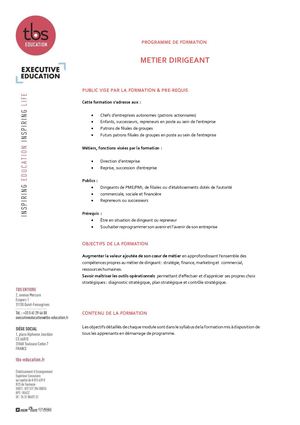 TBS - Programme Métier Dirigeant 2023