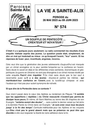 N° 574 LA VIE A SAINTE ALIX