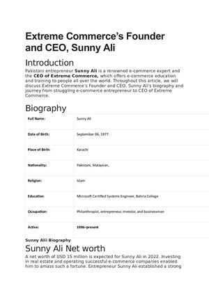 Extreme Commerce’s Founder And Ceo, Sunny Ali