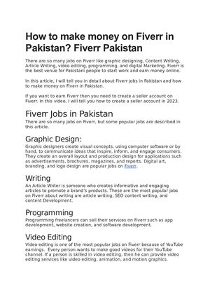 How To Make Money On Fiverr In Pakistan Fiverr Pakistan