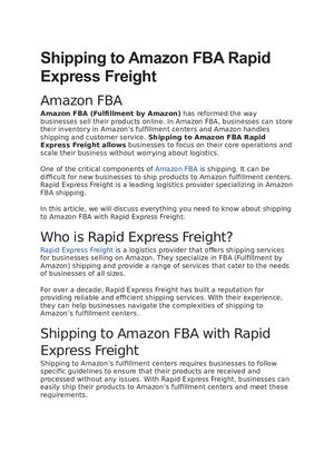 Shipping To Amazon Fba Rapid Express Freight