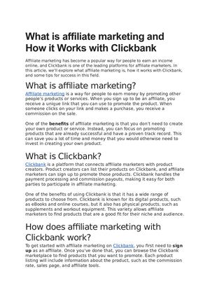 What Is Affiliate Marketing And How It Works With Clickbank