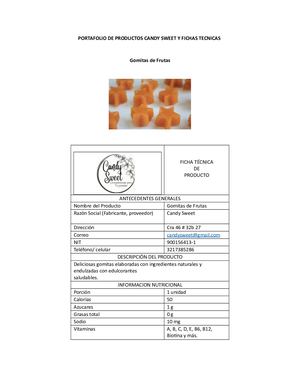 Portafolio De Productos Candy Sweet Y Fichas Tecnicas