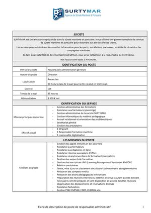 Fiche De Poste 2023 Surtymar
