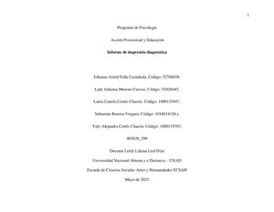 Informe De Impresión Diagnóstica