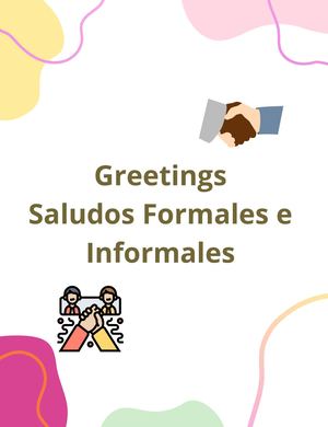 Greetings Saludos Formales E Informales