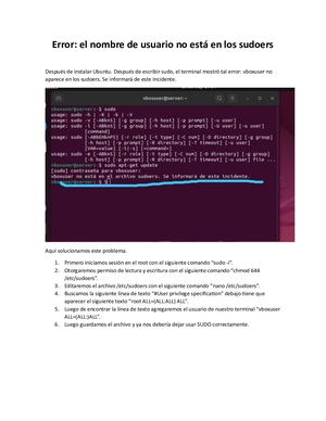 ERROR de usuario en Sudoers
