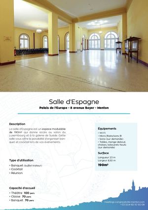Fiche technique : Salle d'Espagne - Espace Congrès (Menton)