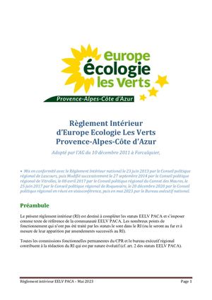 Reglement Interieur Eelv Paca mai 2023