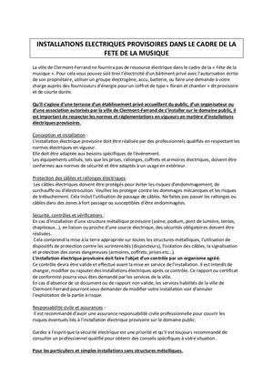 Installations Electriques Provisoires Dans Le Cadre De La Fete De La Musique