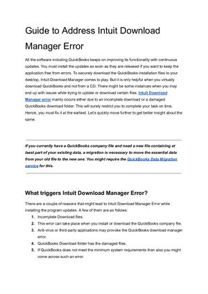 Guide To Fix Intuit Download Manager Error