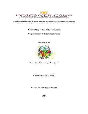 1actividad 5 Planeación De Una Experiencia Neuroeducativa De Aprendizaje En Clase1