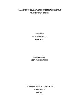 Taller Protocolo Aplicando Tecnicas De Ventas Onnline