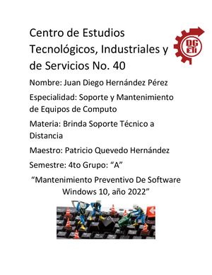 Mantenimiento Preventivo De Software Windows 10, Año 2022