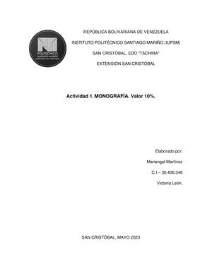 Monografía Mariangel Martinez, Ci 30 406 346
