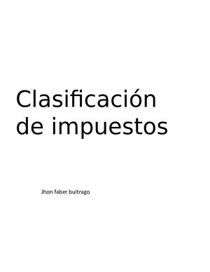 Clasificacion De Impuestos