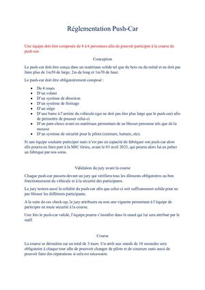 Réglementation Push Car