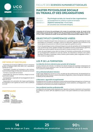 Master Psychologie Sociale Travail Organisations Angers