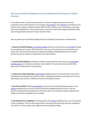 How Local Citation Building Services Can Help Boost Your Business' Online Presence