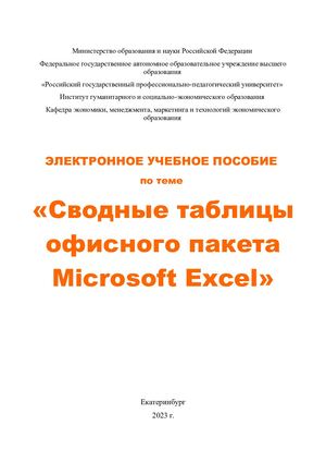 Электронное учебное пособие по теме "Сводные таблицы офисного пакета Microsoft Excel"