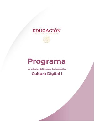Programa De Estudios Del Recurso Sociocognitivo Cultura Digital I