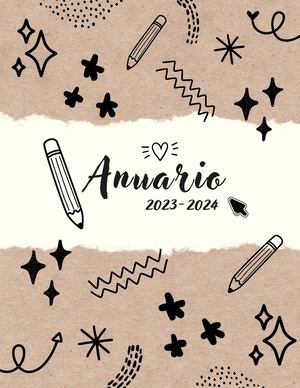 Portada De Agenda 2023 Cuaderno O Libreta Escolar Marrón, Negro Y Blanco
