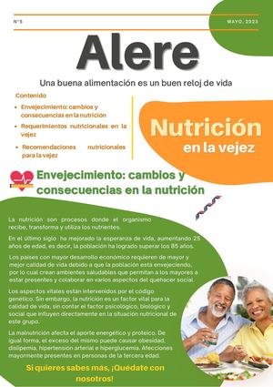 boletín de nutrición en la vejez