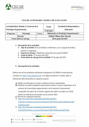 Actividad Final Modulo1 Contexto De La Psicología Organizacional
