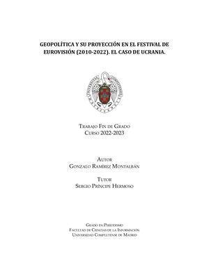Tfg Geopolítica Y Su Proyección En El Festival De Eurovisión (2010 2022) El Caso De Ucrania