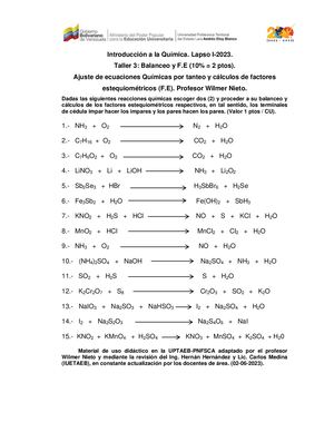 Taller 3 Reacciones Químicas