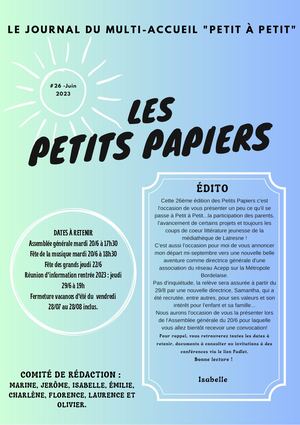 Journal Juin 2023 de la créche A petits pas du 33