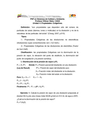 Unidad 4 Propiedades Coligativas Guía Teórica