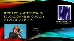 Teoría De La Resistencia En Educación Henry Giroux