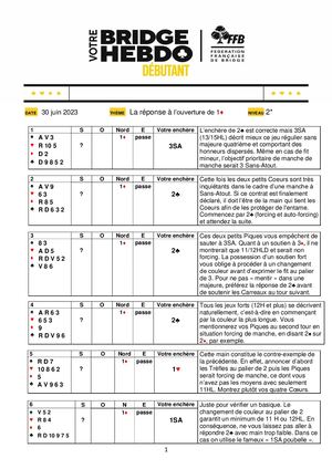 70. Solution Votre Bridge Hebdo Débutant 30 06 2023