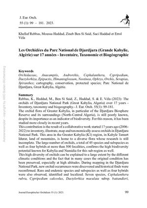 Rebbas Et Al 2023 Orchidées Pn Djurdjura Algérie Jeo 55 1 99 181