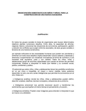 Emancipación Democratica En Niños Y Niñas Filososfía Para Niños