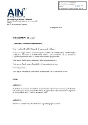 Désignation Du Candidat Mieux Disant Lot 2 Acquisition De Droits D'usage De Longue Durée