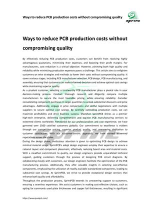Calaméo - Ways To Reduce Pcb Production Costs Without Compromising Quality