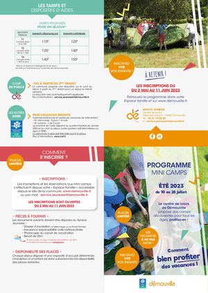 Programme des Mini-Camps 2023