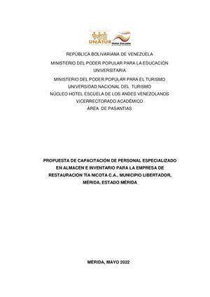 INFORME N°1678 PASANTIA ADMINISTRATIVA  TRABAJO DE GRADO 2022