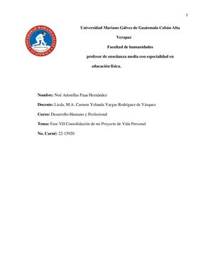 Fase Vii Consolidación De Mi Proyecto De Vida Personal