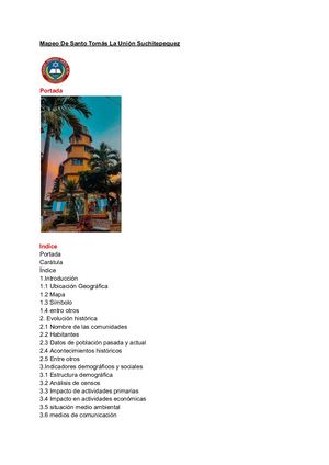 Mapeo De Santo Tomás La Unión Suchitepequez