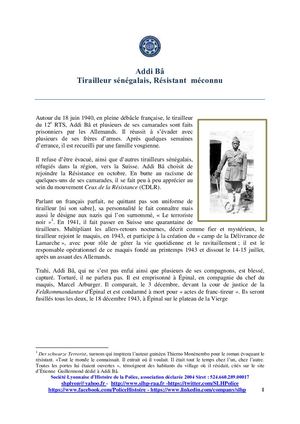 Addi Ba, tirailleur sénégalais, résistant, méconnu